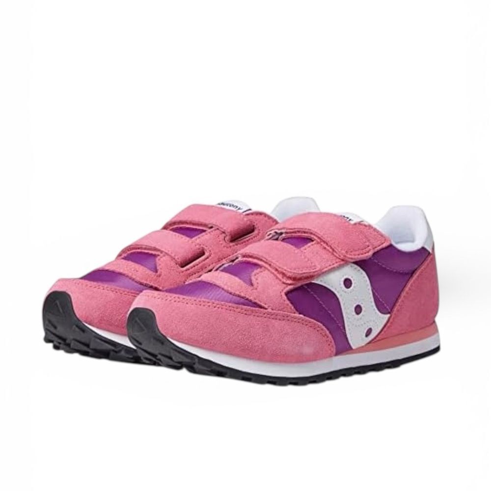 Kids Sneaker Athletic Slip On Pink Purple Velcro Strap Cushioned Insole NEW